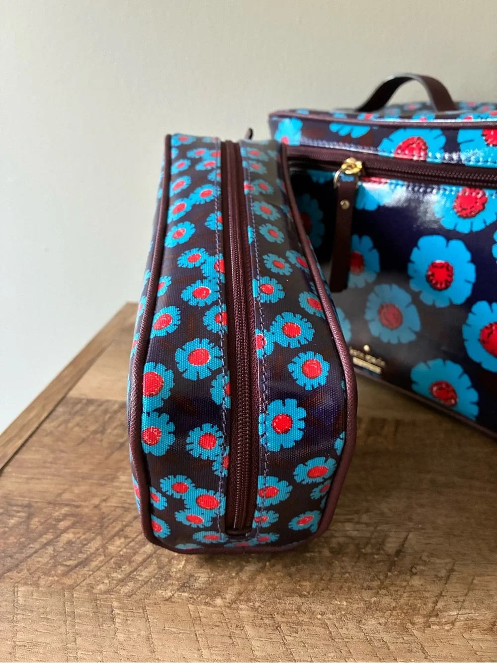Kate Spade Natalie Cosmetic Case & Pouch Two Piece Set, Peacock Tangier Floral